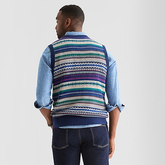 St. John's Bay Fairisle Mens V Neck Sweater Vest