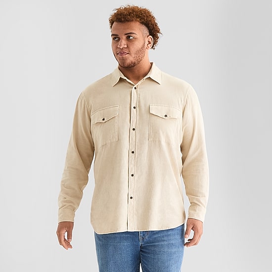 mutual weave Mens Long Sleeve Regular Fit Big and Tall Flannel Shirt