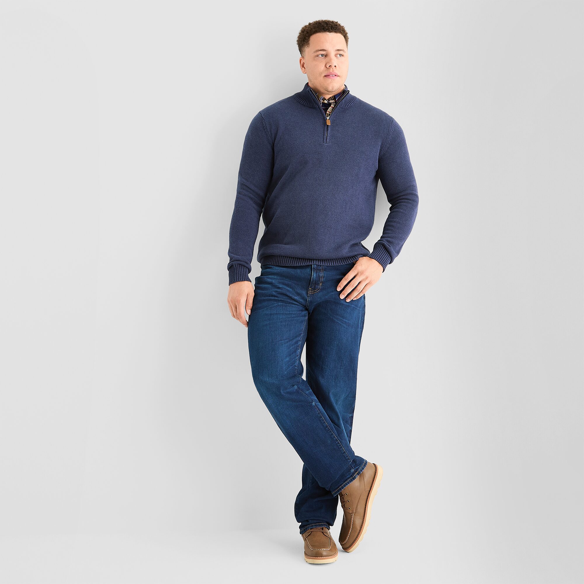 St. John's Bay Quarter Zip Big and Tall Mens Mock Neck Long Sleeve Pullover Sweater