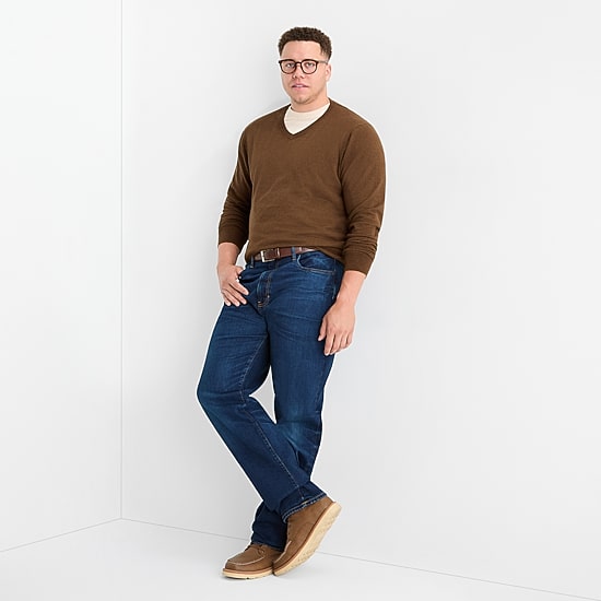 St. John's Bay Fine Gauge Big and Tall Mens V Neck Long Sleeve Pullover Sweater