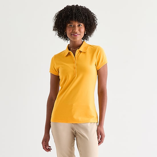 IZOD Womens Juniors Short Sleeve Polo Shirt