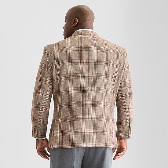Stafford Mens Big and Tall Plaid Classic Fit Sport Coat