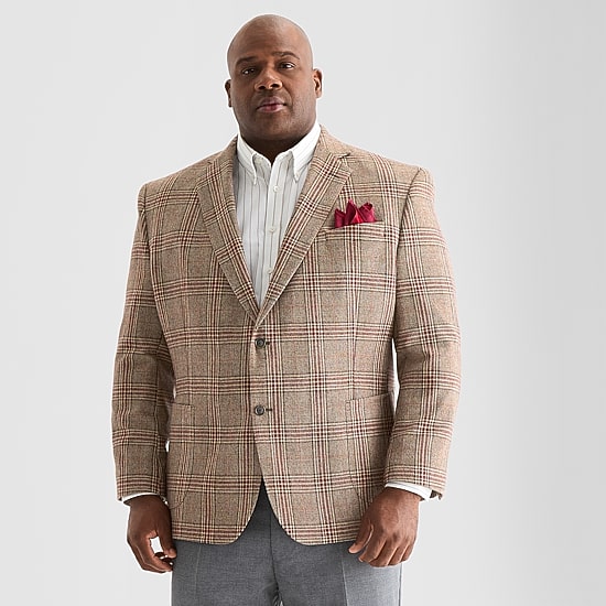 Stafford Mens Big and Tall Plaid Classic Fit Sport Coat