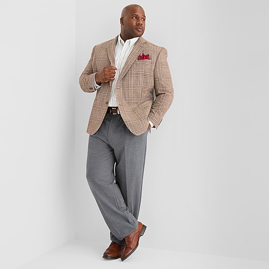Stafford Mens Big and Tall Plaid Classic Fit Sport Coat