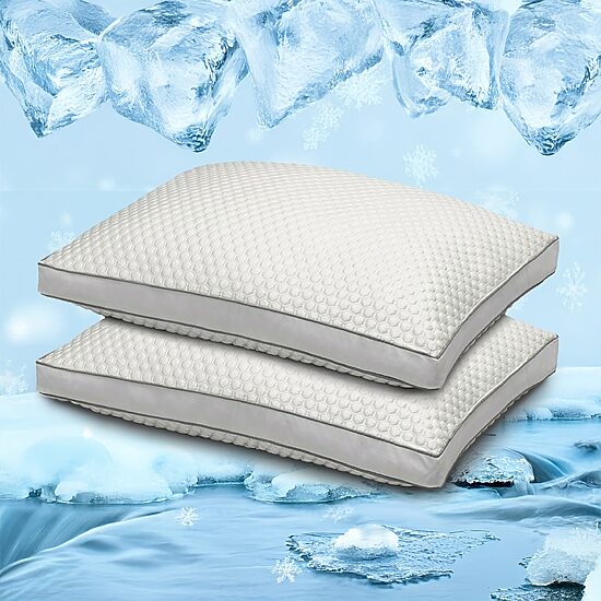 Ella Jayne Arctic Chill Super Cooling Gel Fiber Pillow Medium Density for All Sleep Positions Set of 2