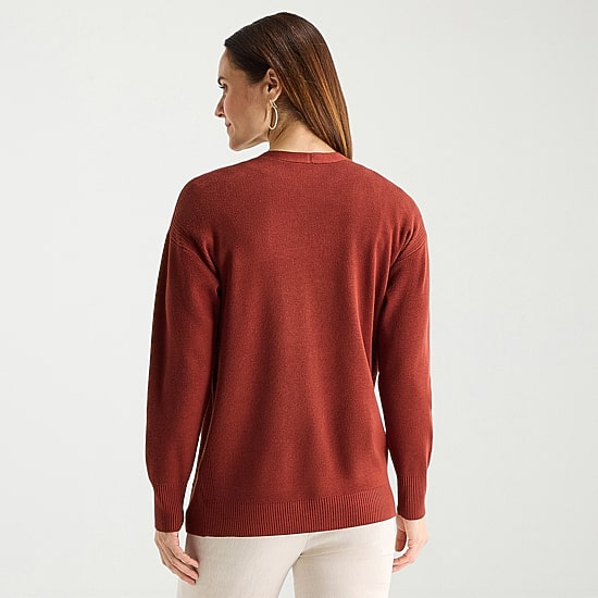 Liz Claiborne Womens V Neck Long Sleeve Open Front Tall Cardigan