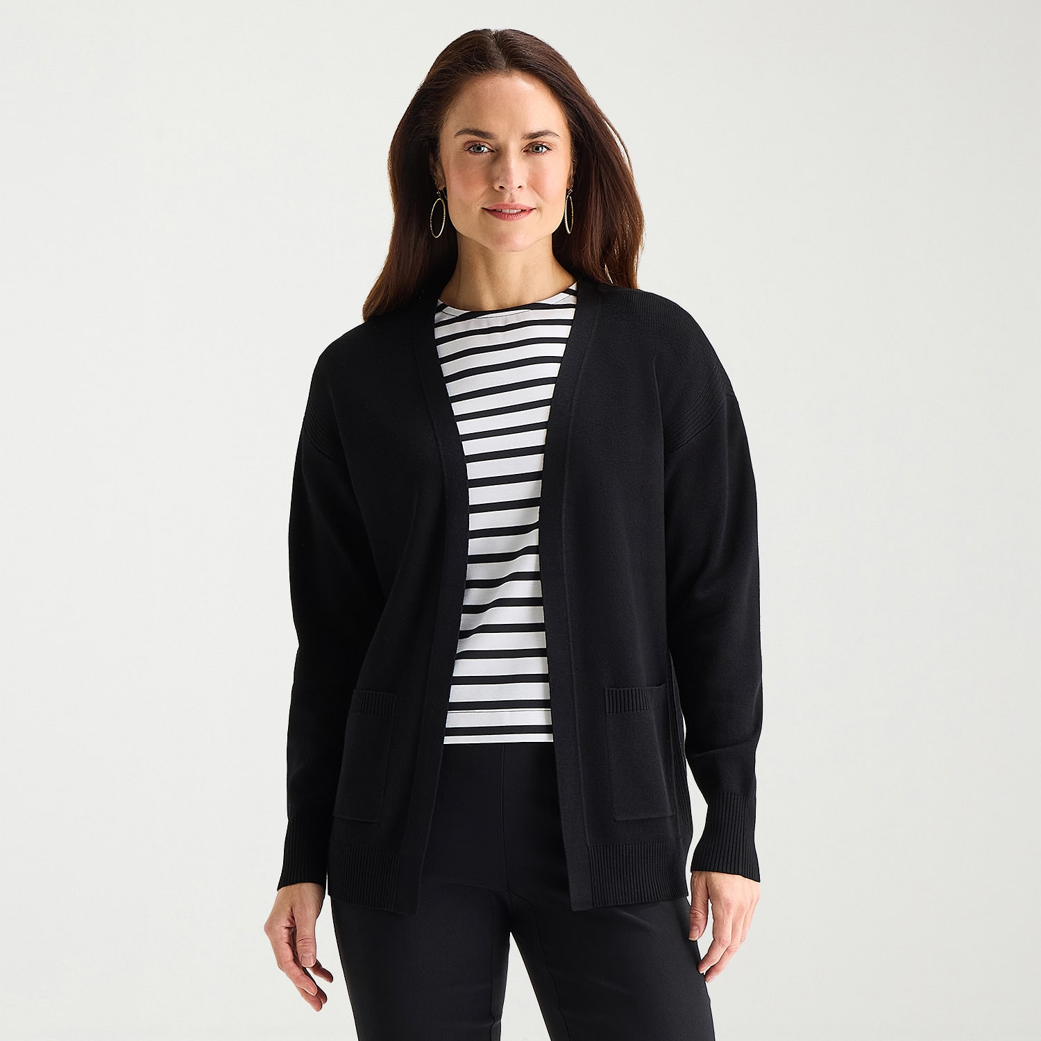 Liz Claiborne Womens Long Sleeve Open Front Tall Cardigan