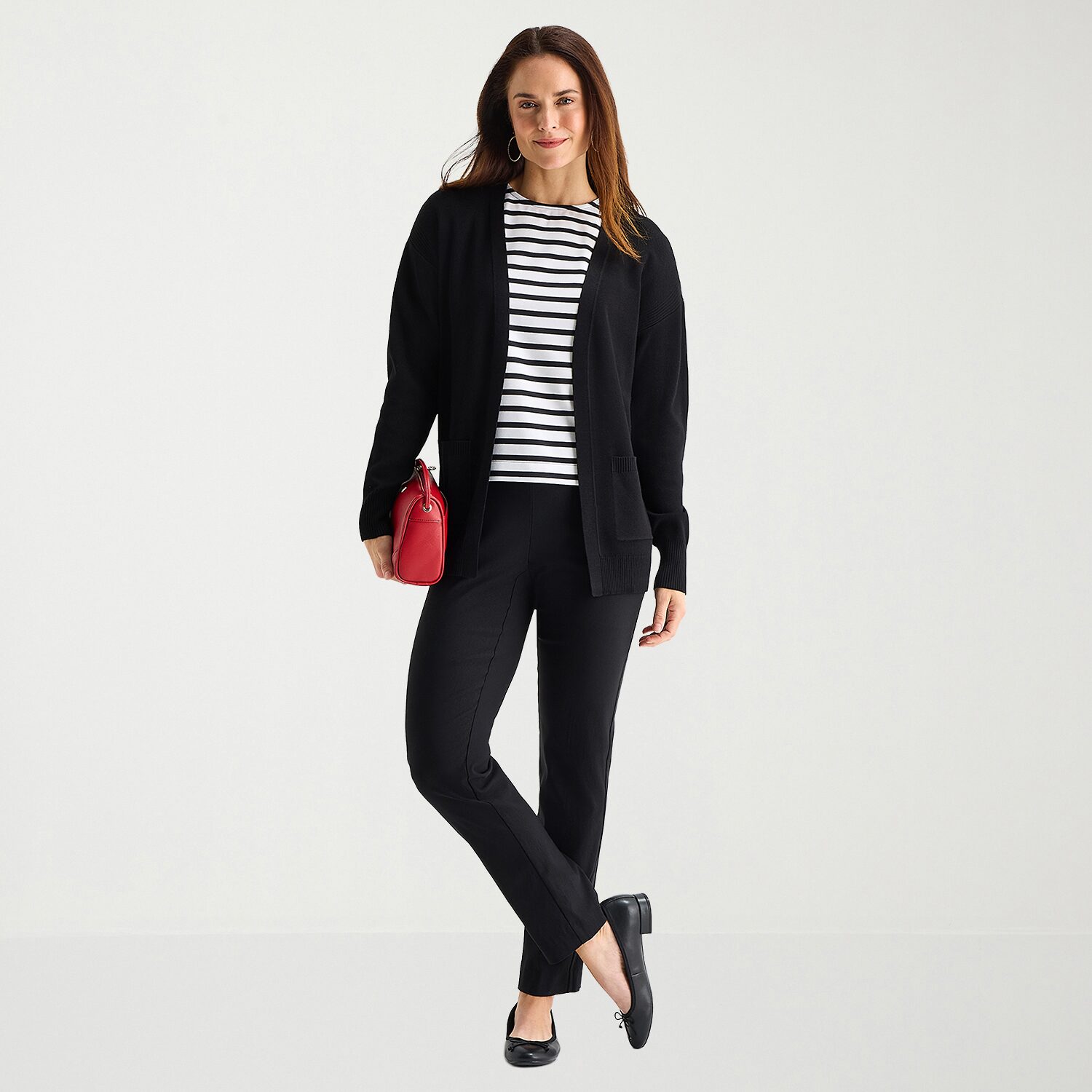 Liz Claiborne Womens Long Sleeve Open Front Tall Cardigan