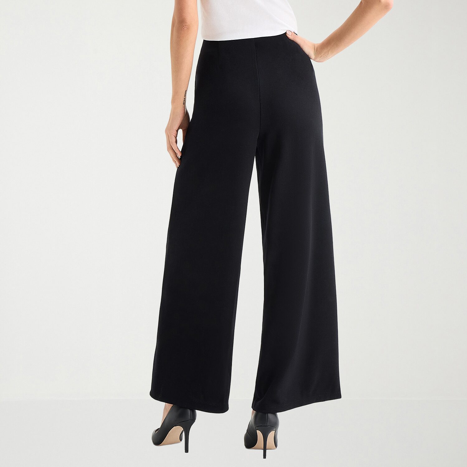 Liz Claiborne Womens Tall Wide Leg Mid Rise Pull-On Pant