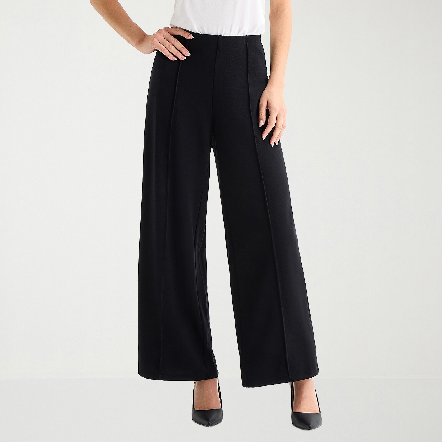 Liz Claiborne Womens Tall Wide Leg Mid Rise Pull-On Pant