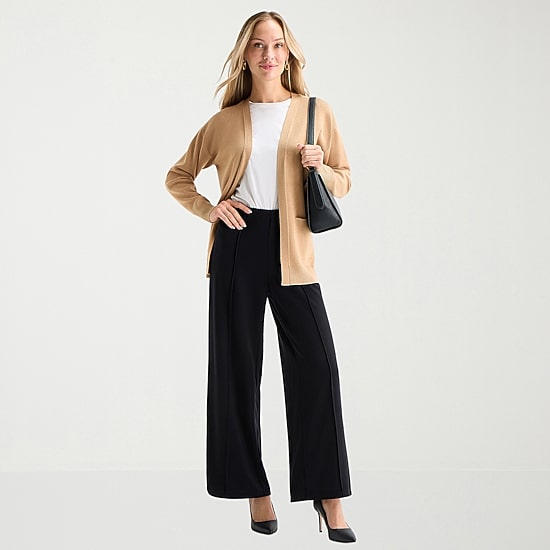 Liz Claiborne Womens Tall Wide Leg Mid Rise Pull-On Pant