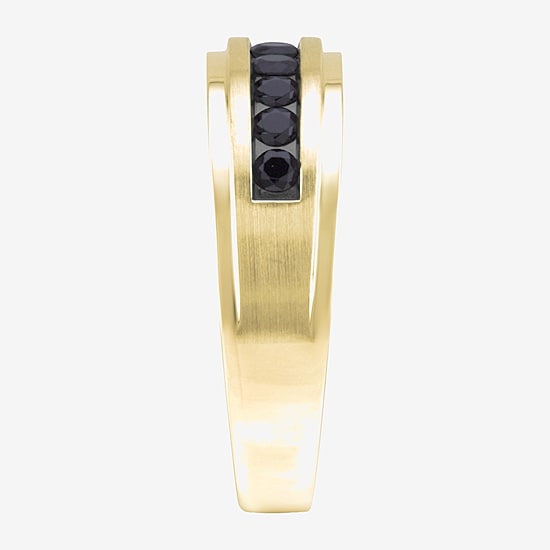 (Black / I2-I3) Mens 7MM 1/2 CT. T.W. Genuine Black Diamond 10K Gold Wedding Band
