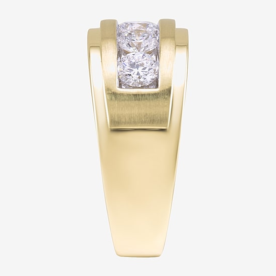 (F / Vs2) Mens 11M 1 1/2 CT. T.W. Lab Grown White Diamond 10K Gold 5-Stone Wedding Band