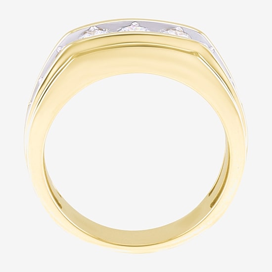 (F / Vs2) Mens 10MM 1 1/2 CT. T.W. Lab Grown White Diamond 10K Gold Wedding Band
