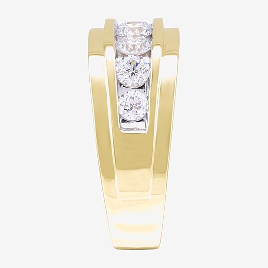 (F / Vs2) Mens 10MM 1 1/2 CT. T.W. Lab Grown White Diamond 10K Gold Wedding Band