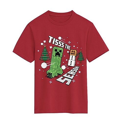 Bioworld Little & Big Kid Boys Crew Neck Short Sleeve Regular Fit Minecraft Graphic T-shirt In Red