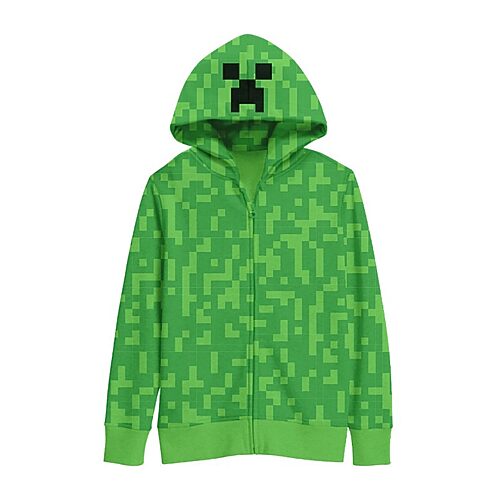 Bioworld Little & Big Kid Boys Long Sleeve Minecraft Fleece Zipper Hoodie In Green