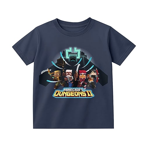 Bioworld Little & Big Kid Boys Crew Neck Short Sleeve Regular Fit Minecraft Graphic T-shirt In Blue
