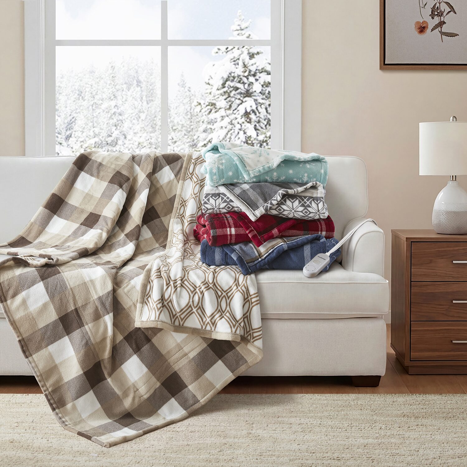 Beautyrest Ultrasoft Plush Heated Reversible 50x60 Electric Heavyweight Throw