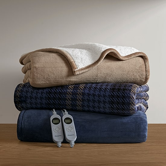 Beautyrest Heated Plush Sherpa Blanket with programmable controller