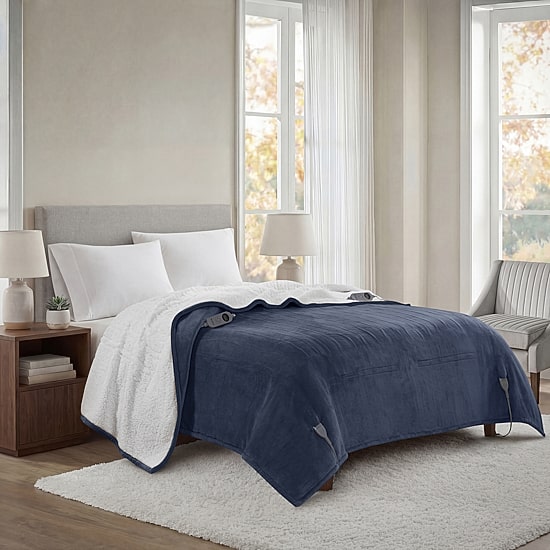 Beautyrest Heated Plush Sherpa Blanket with programmable controller