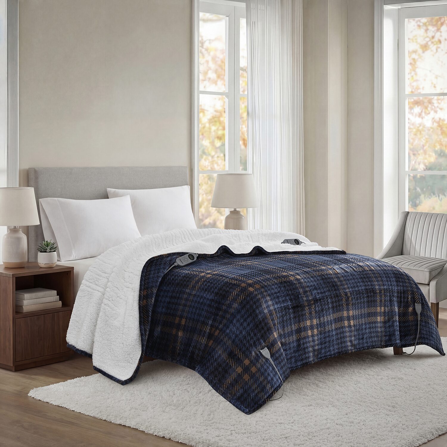 Beautyrest Heated Plush Sherpa Blanket
