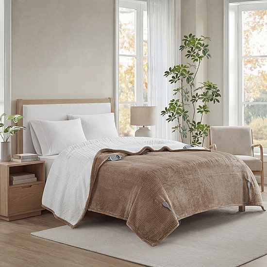 Beautyrest Waffle Plush Heated Blanket with programmable controller