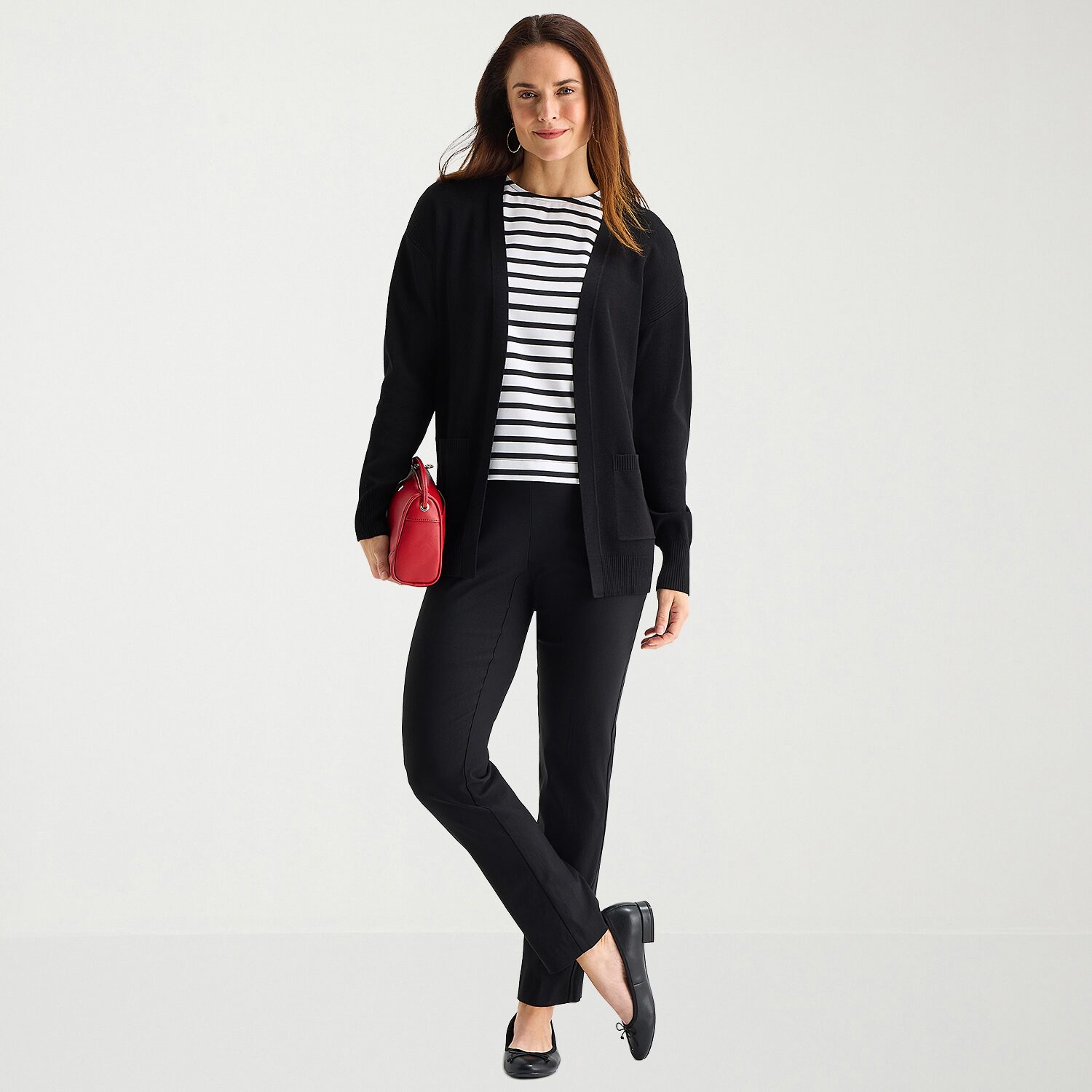Liz Claiborne Womens Long Sleeve Open Front Cardigan