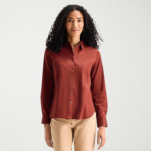 Liz Claiborne Womens Long Sleeve Dress Shirt In Brown