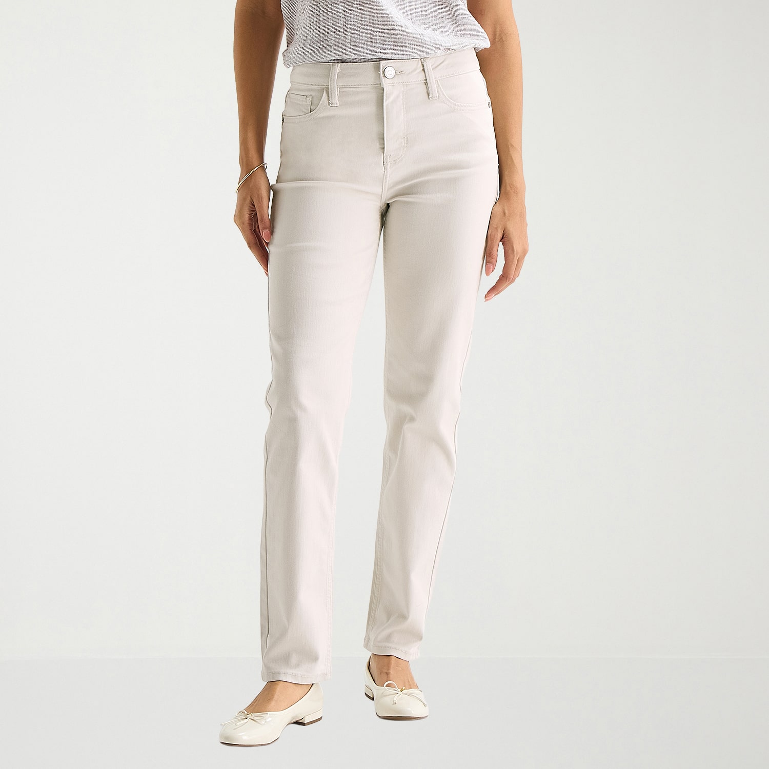 Liz Claiborne Womens Petite High Rise Straight Leg Jean