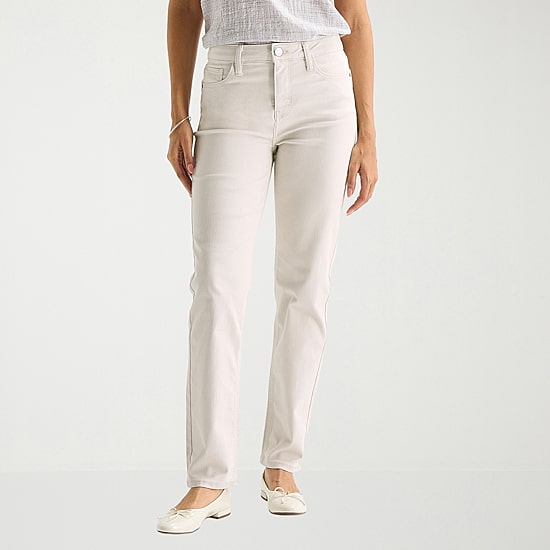 Liz Claiborne Womens Petite High Rise Straight Leg Jean