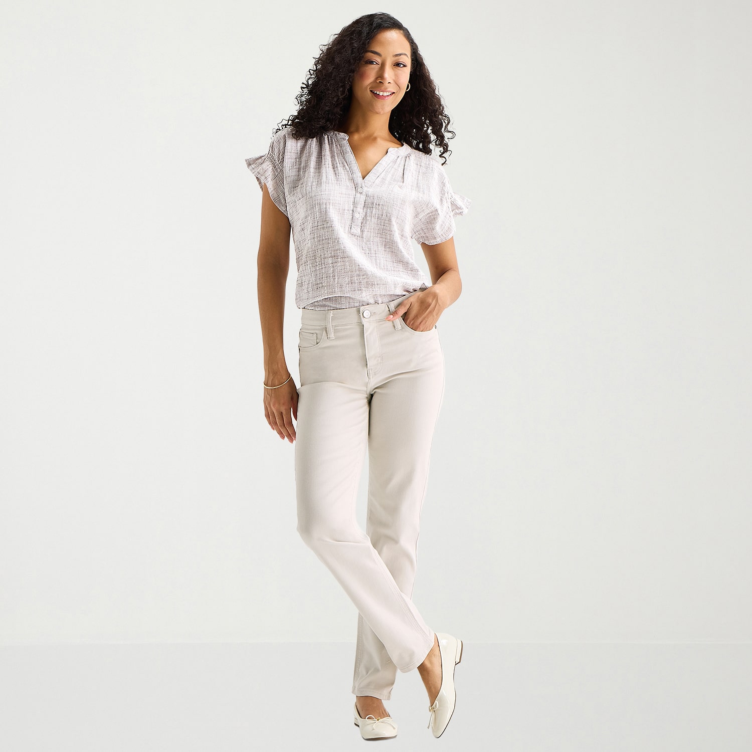 Liz Claiborne Womens Petite High Rise Straight Leg Jean