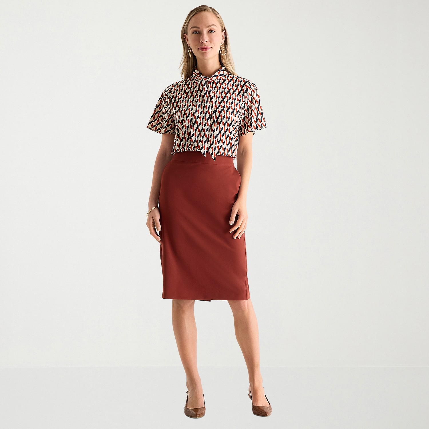Liz Claiborne Womens Mid Rise Pencil Skirt
