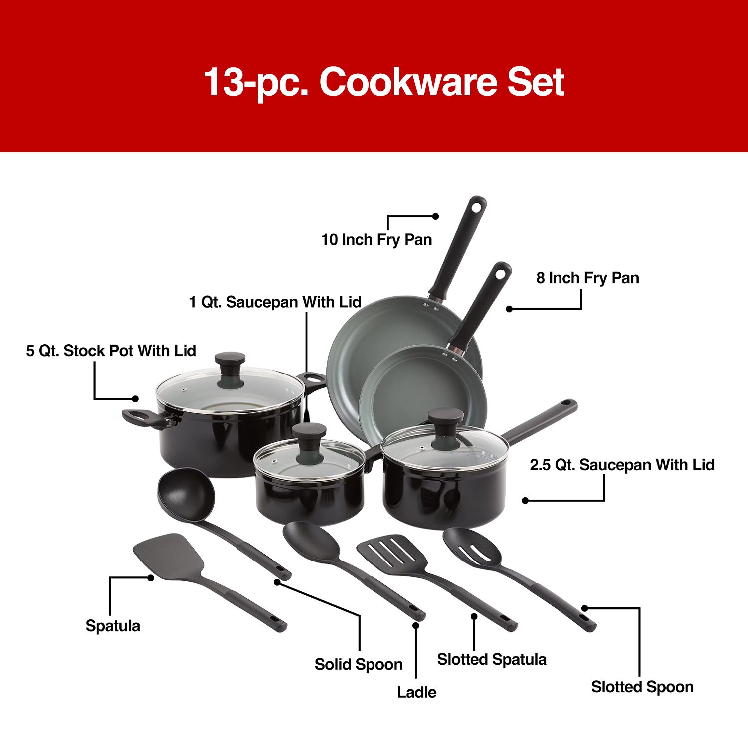 Cooks Ceramic 13-pc. Cookware Set