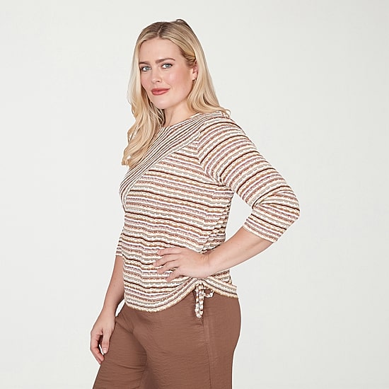 Alfred Dunner Spice Market Womens Crew Neck 3/4 Sleeve T-Shirt