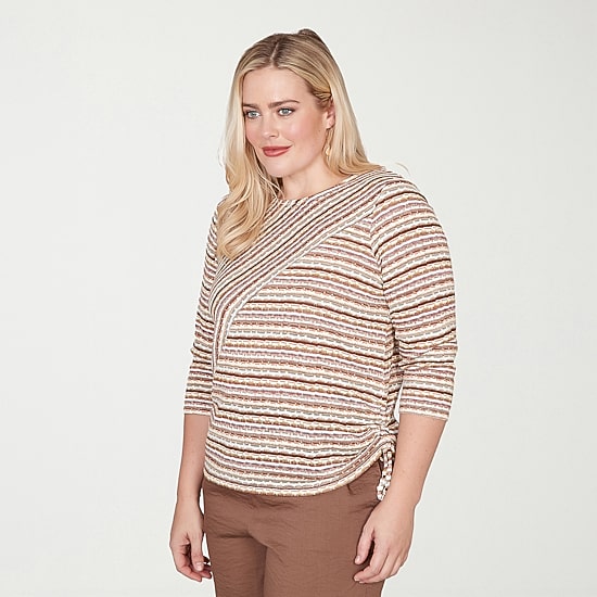 Alfred Dunner Spice Market Womens Crew Neck 3/4 Sleeve T-Shirt