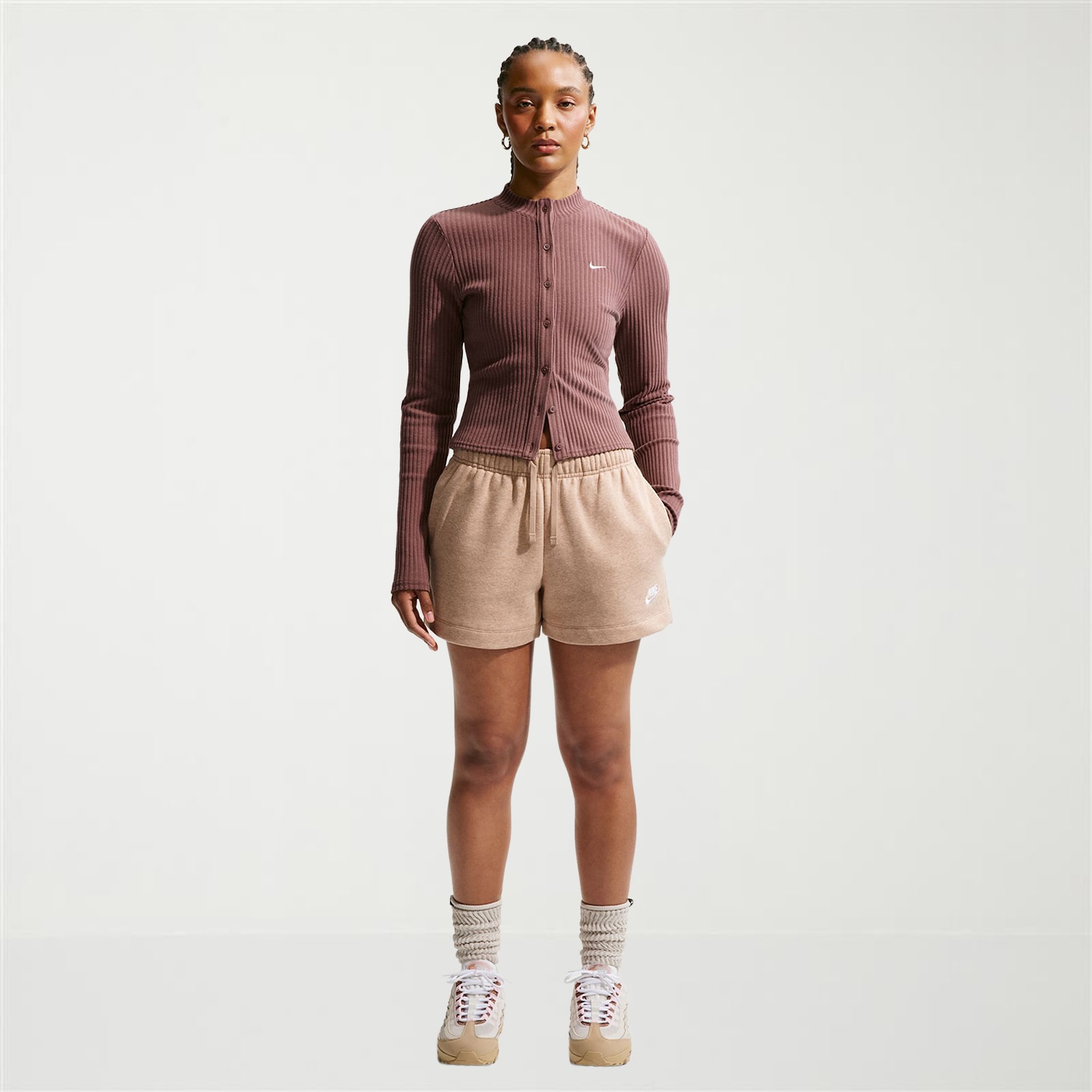 Nike Womens Mid Rise Drawstring Waist Active Pull-On Short