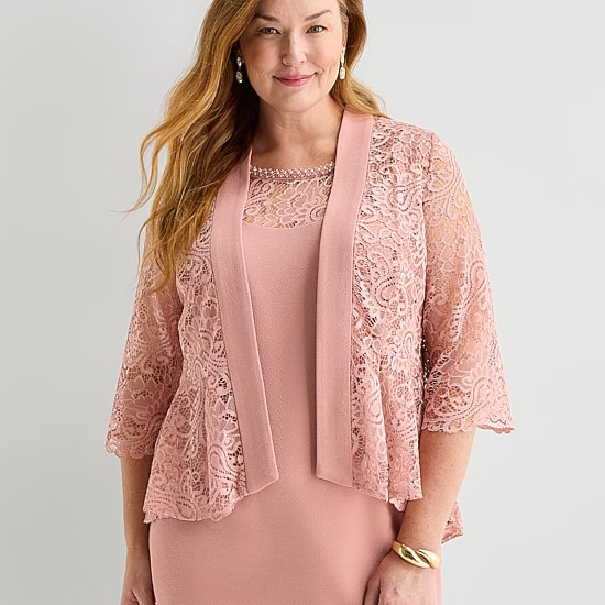 Maya Brooke Womens Plus Jacket Dress