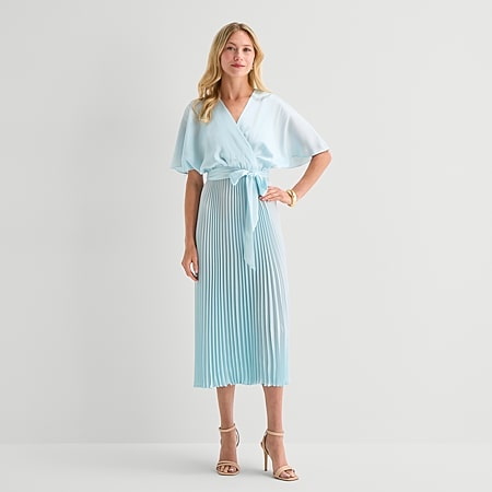 short sleeve maxi dress petite Woman Within Petite Printed Short-Sleeve Crinkle Maxi Dress