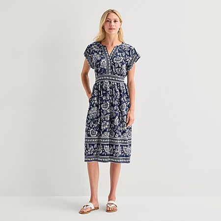 perceptions womens short sleeve midi fit flare dress Perceptions Womens Midi V Neck Short Sleeve Fit + Flare Dress, Color: Black