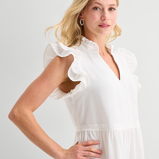5th + Madison Edit Womens Petite V Neck Sleeveless Shift Dress