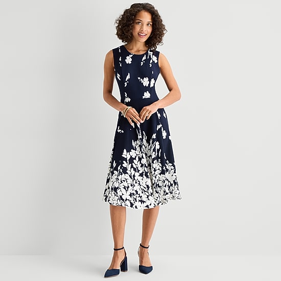 Studio 1 Womens Petite Midi Floral Jacket Dress