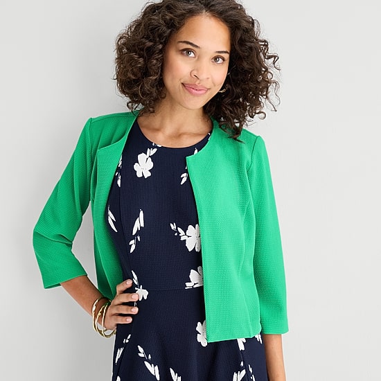 Studio 1 Womens Petite Midi Floral Jacket Dress