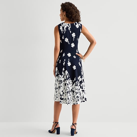 Studio 1 Womens Petite Midi Floral Jacket Dress