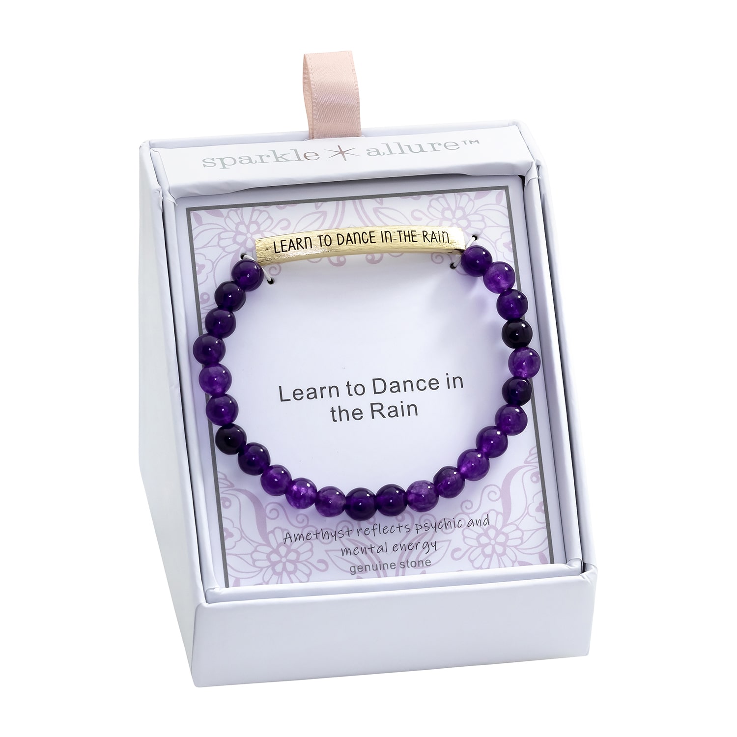 Sparkle Allure Empowerment Womens Purple Amethyst 14K Gold Over Brass Bar Beaded Bracelet