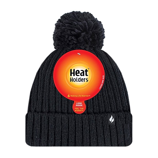 Heat Holders  Arden Ribbed Pom Womens Moisture Wicking Beanie