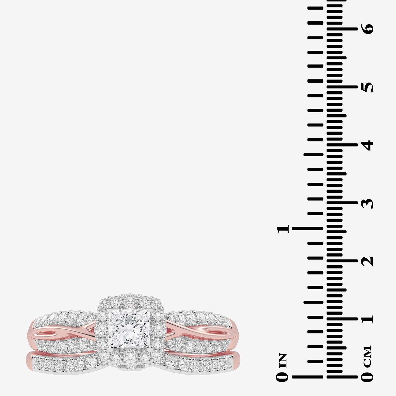 Womens 1/2 CT. T.W. Natural White Diamond 10K Gold Cushion Side Stone Halo Bridal Set