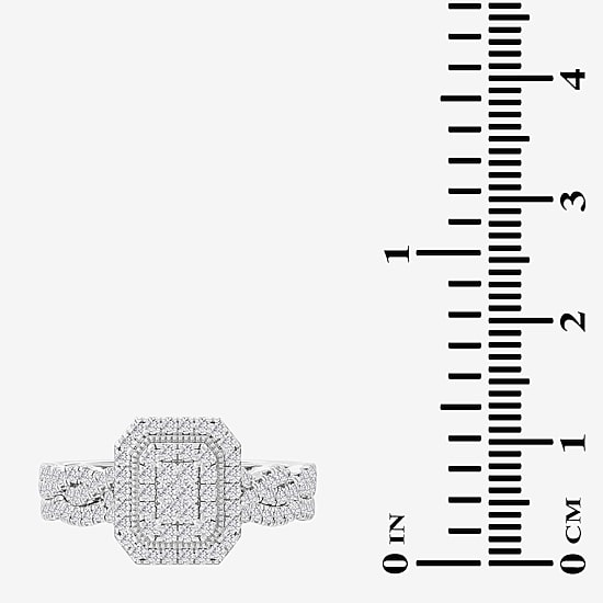 Womens 1/2 CT. T.W. Natural White Diamond 10K Gold Side Stone Halo Bridal Set