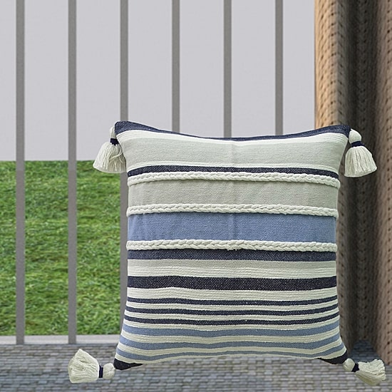 Vibhsa Braided Textured Stripe Square Throw Pillow