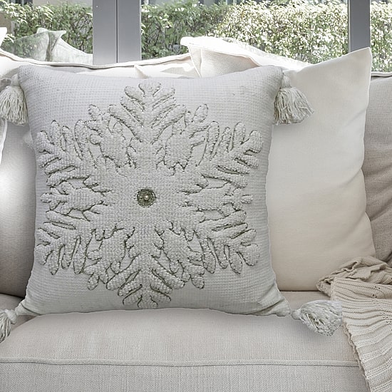 Vibhsa Christmas Snowflake Square Throw Pillow